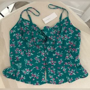 Size Small Floral Emerald Tie Top by American Eagle Outfitters NWT